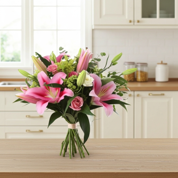 Bouquet of pink lillies