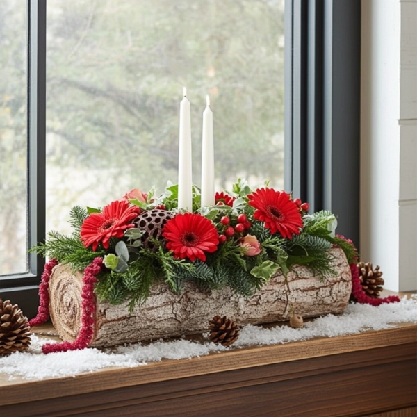 Floral yule log